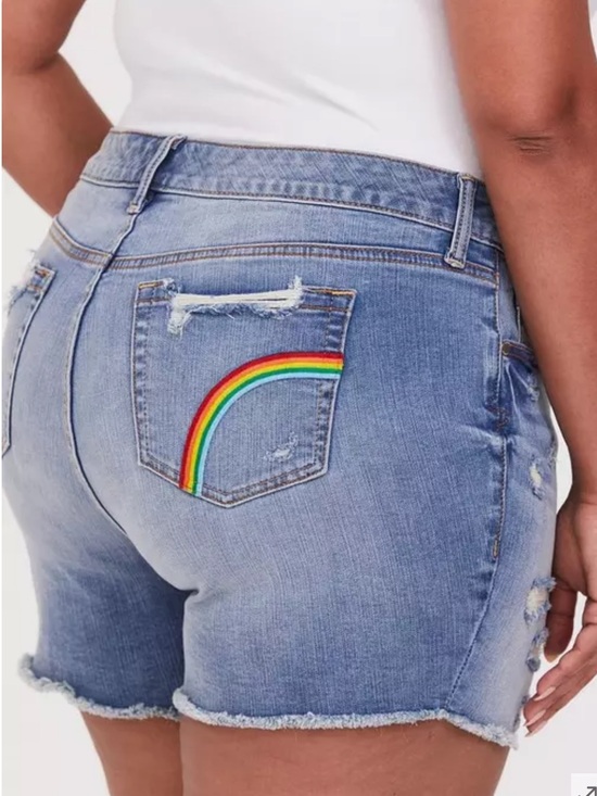 torrid Denim - torrid Light Wash Denim Shorts with Rainbow Back Pocket